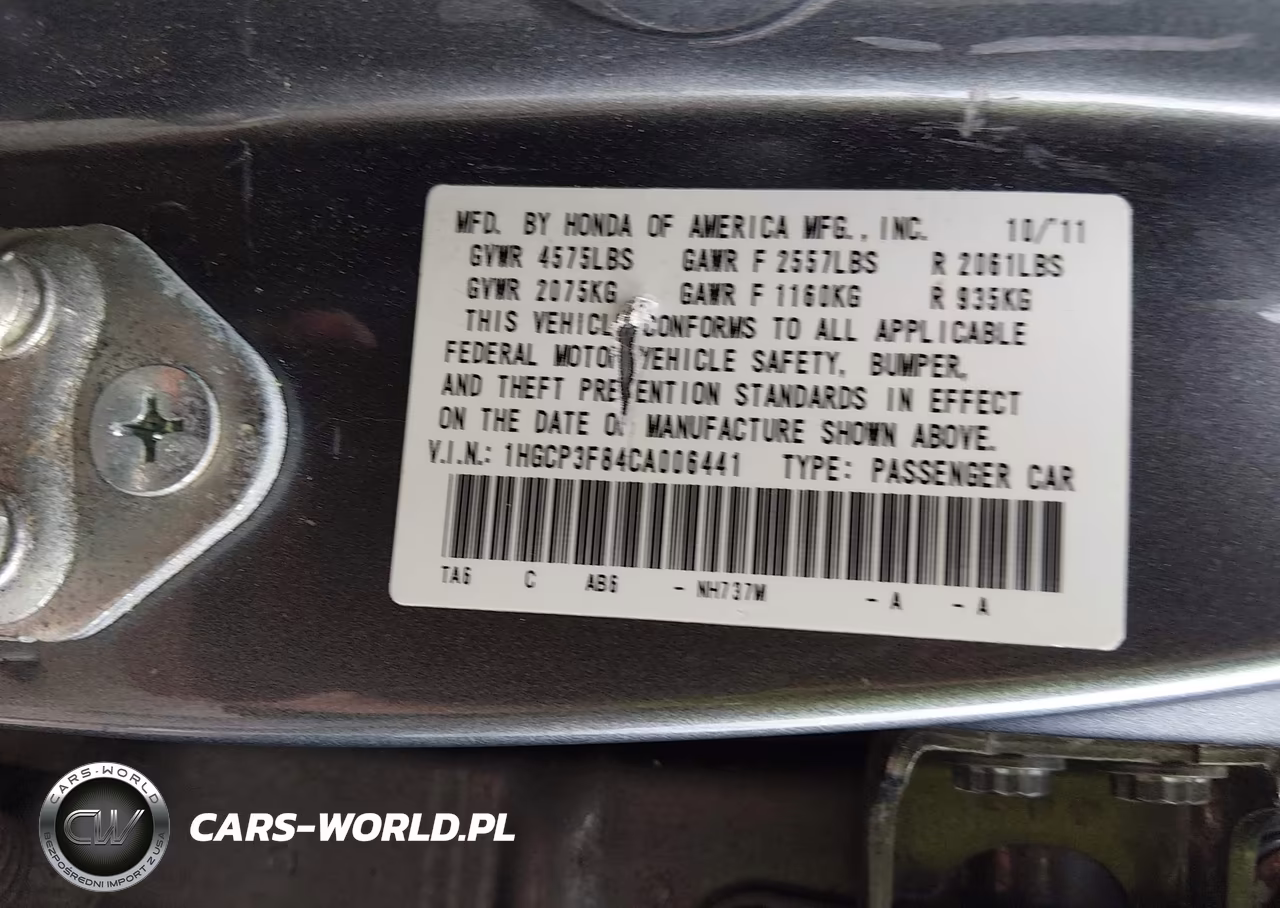 2012 Honda Accord 3.5 Ex-L VIN:1HGCP3F84CA006441 - 8