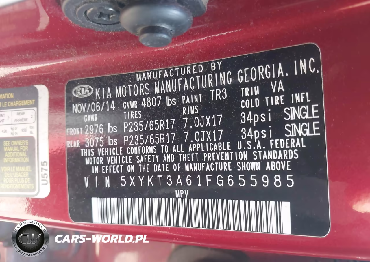 2015 Kia Sorento Lx VIN:5XYKT3A61FG655985 - 9