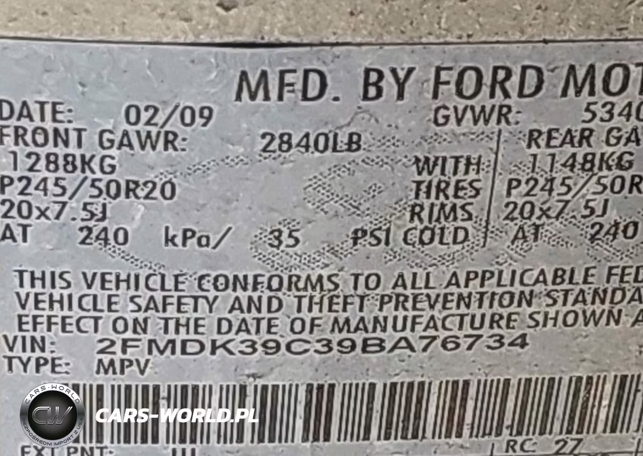 2009 Ford Edge Limited VIN:2FMDK39C39BA76734 - 9