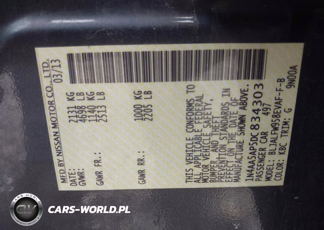 2013 Nissan Maxima 3.5 Sv VIN:1N4AA5AP5DC834303 - 9