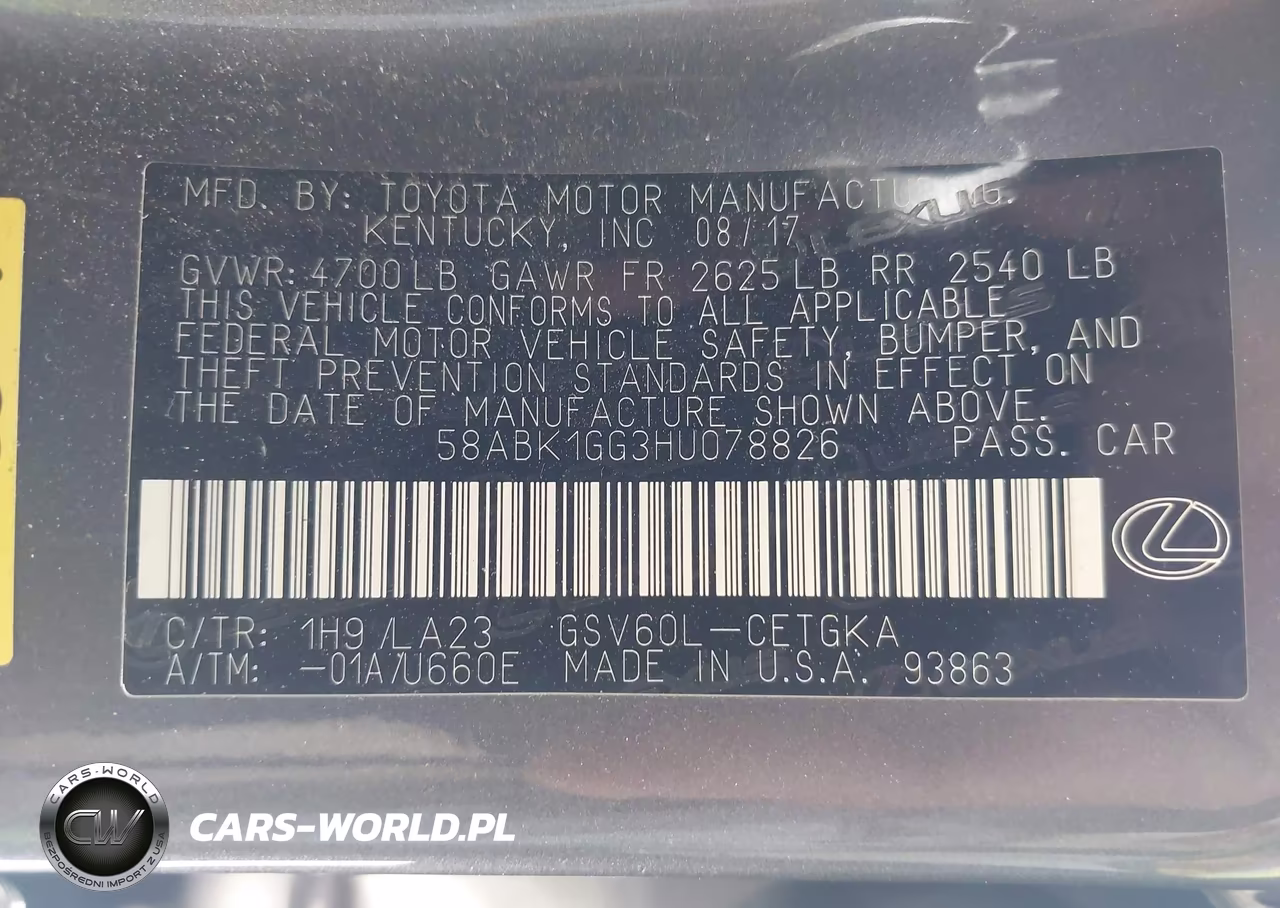 2017 Lexus Es 350 VIN:58ABK1GG3HU078826 - 9