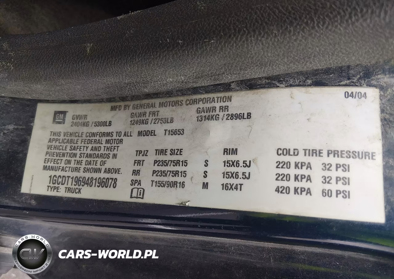 2004 Chevrolet Colorado Ls VIN:1GCDT196948196078 - 5