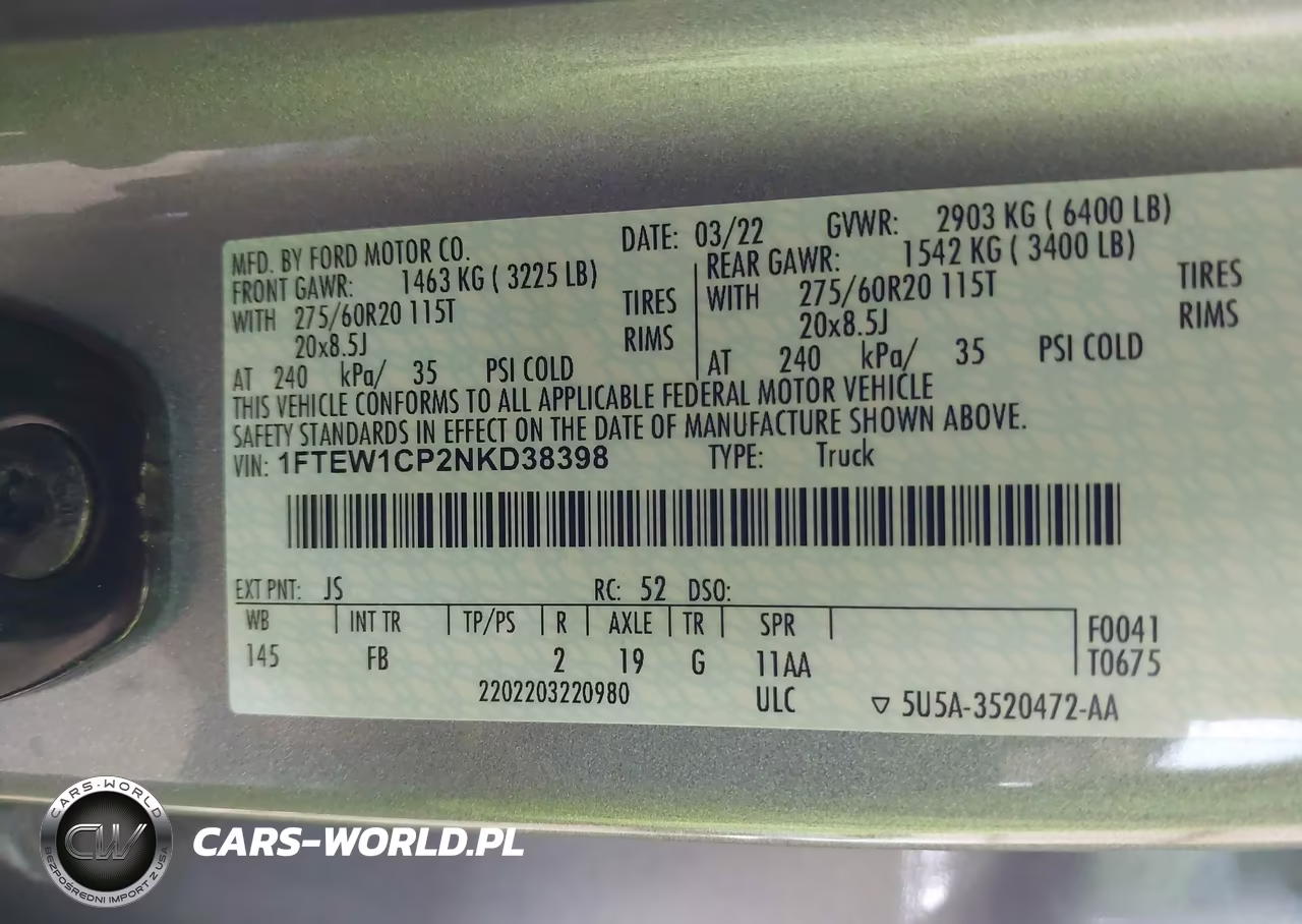 2022 Ford F-150 Xlt VIN:1FTEW1CP2NKD38398 - 9