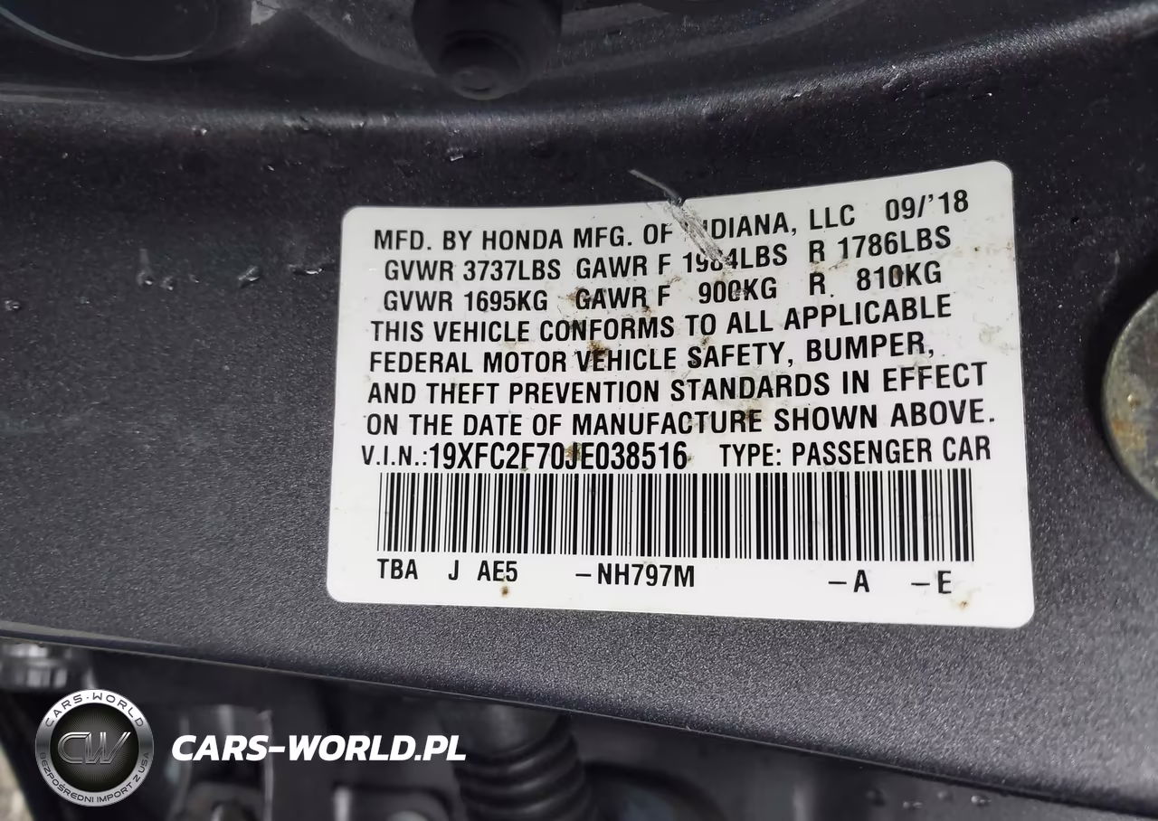 2018 Honda Civic Ex VIN:19XFC2F70JE038516 - 9