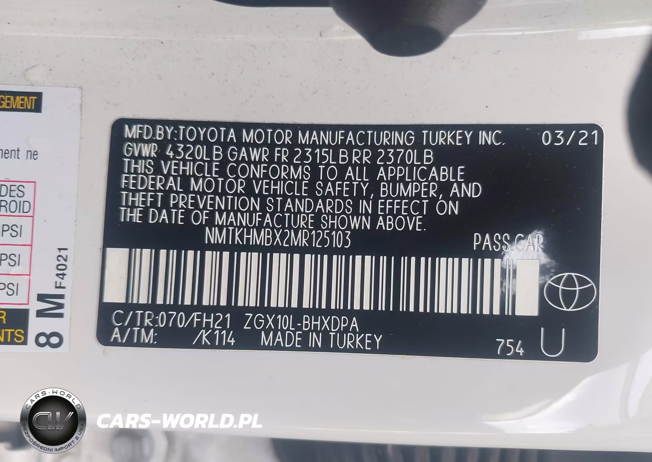 2021 Toyota C-Hr Le VIN:NMTKHMBX2MR125103 - 9