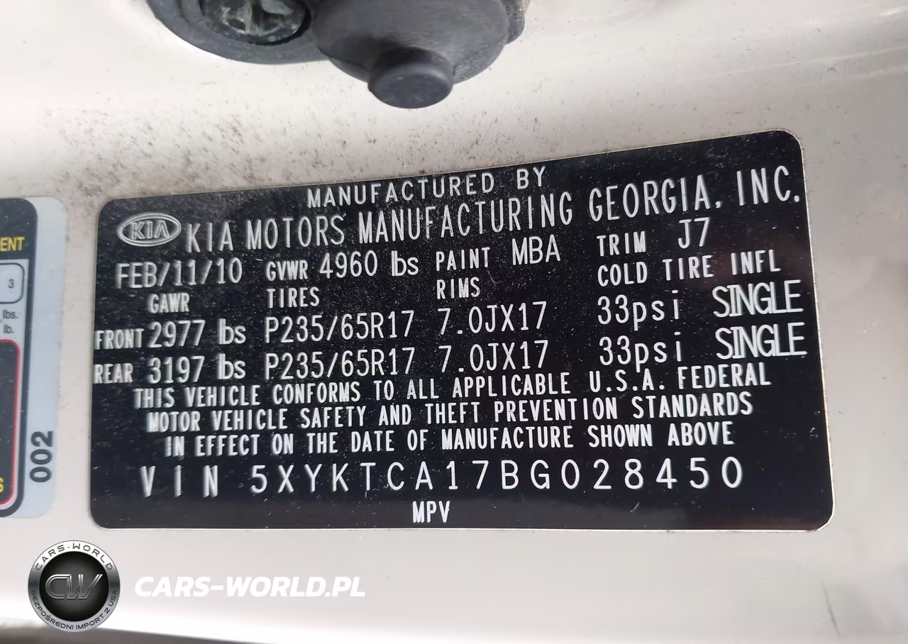 2011 Kia Sorento Lx VIN:5XYKTCA17BG028450 - 9