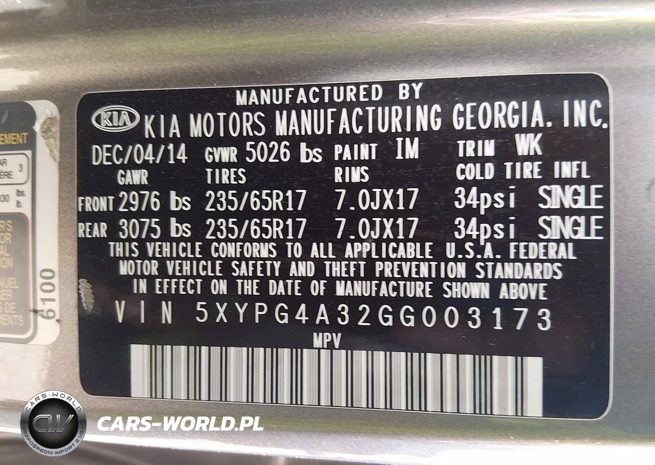 2016 Kia Sorento 2.4L Lx VIN:5XYPG4A32GG003173 - 9