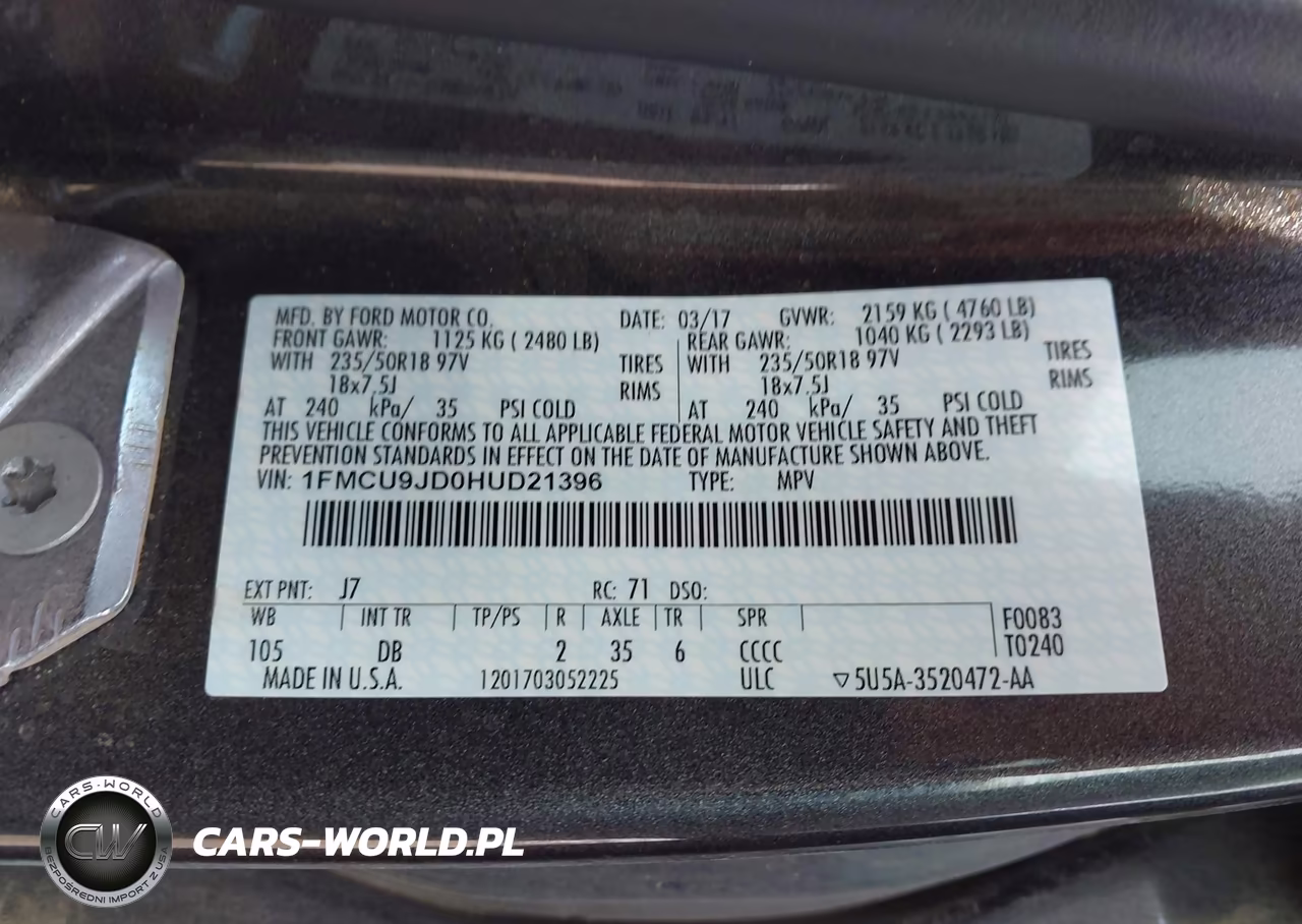 2017 Ford Escape Titanium VIN:1FMCU9JD0HUD21396 - 9