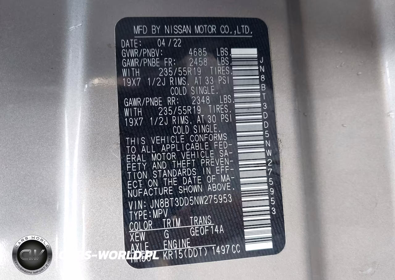 2022 Nissan Rogue Platinum Intelligent Awd VIN:JN8BT3DD5NW275953 - 9