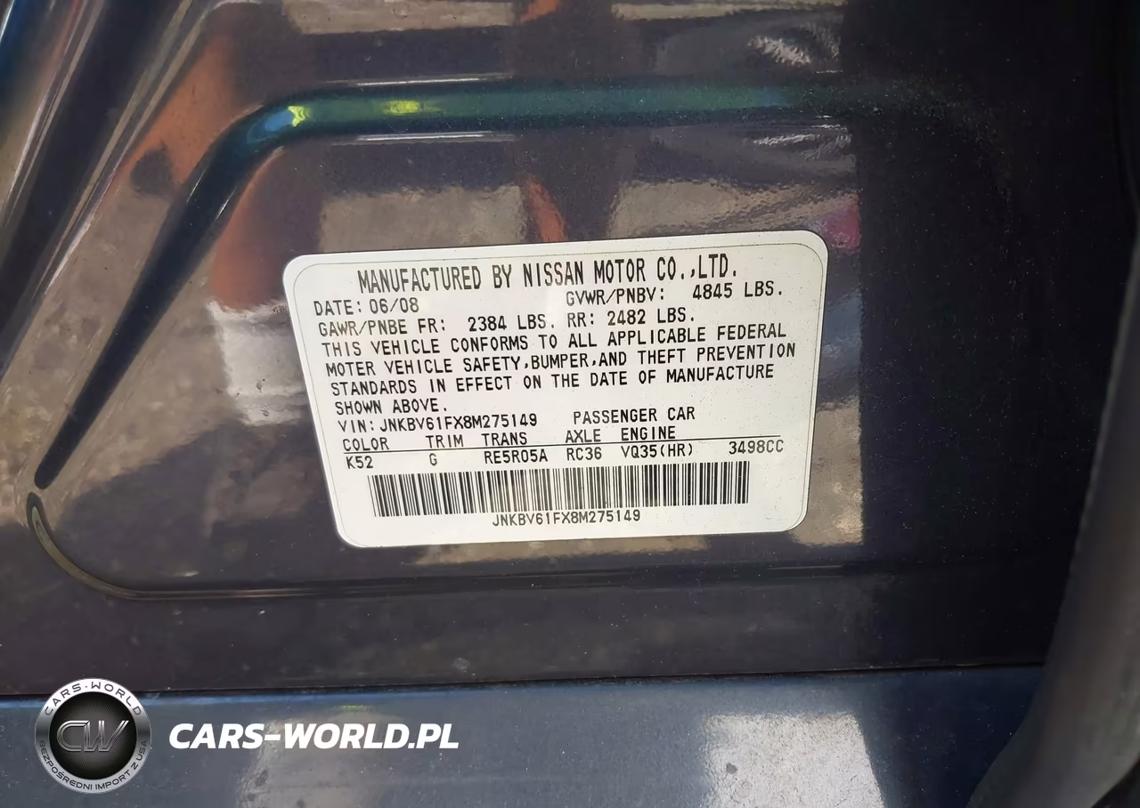 2008 Infiniti G35X VIN:JNKBV61FX8M275149 - 9