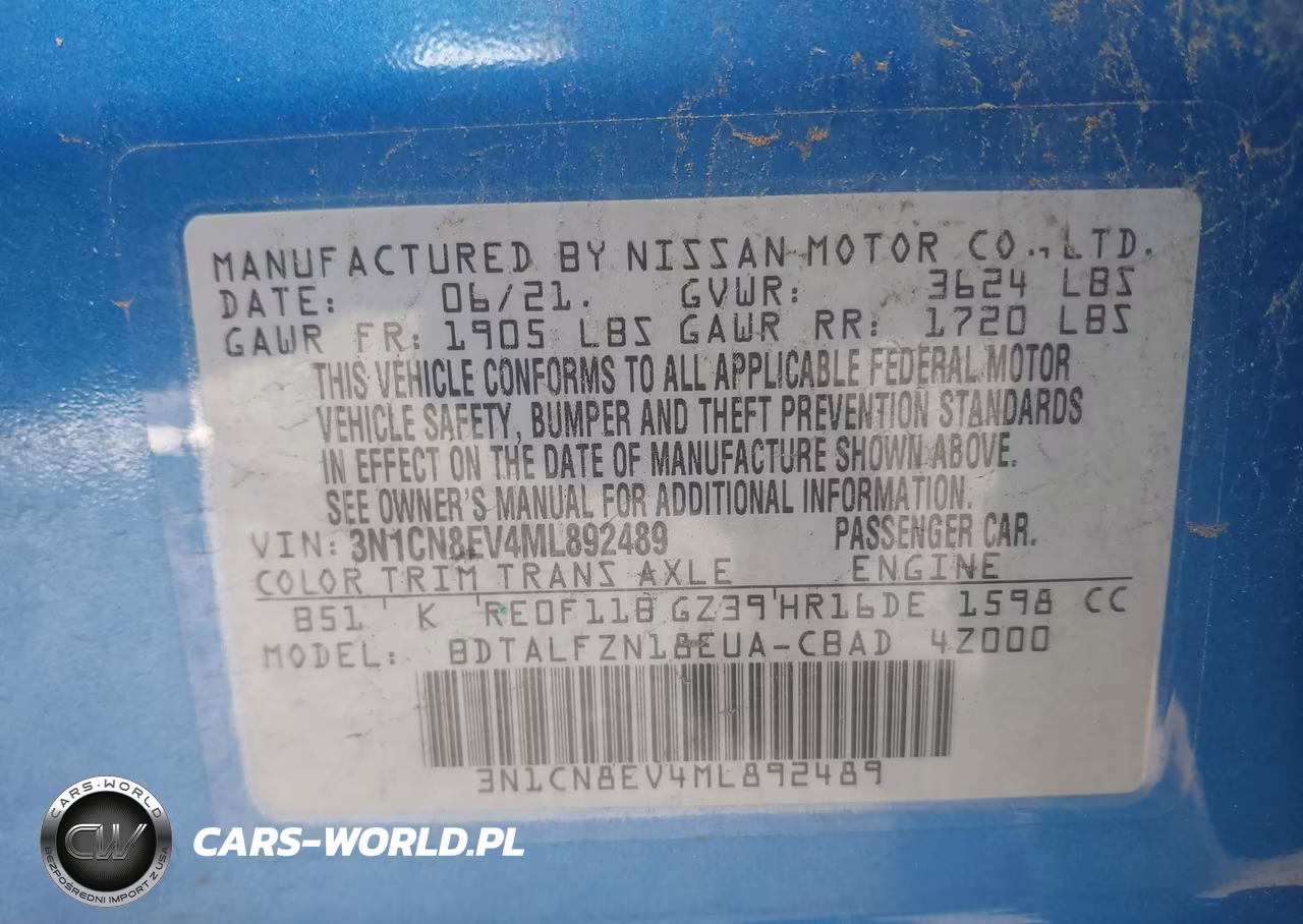 2021 Nissan Versa Sv Xtronic Cvt VIN:3N1CN8EV4ML892489 - 9