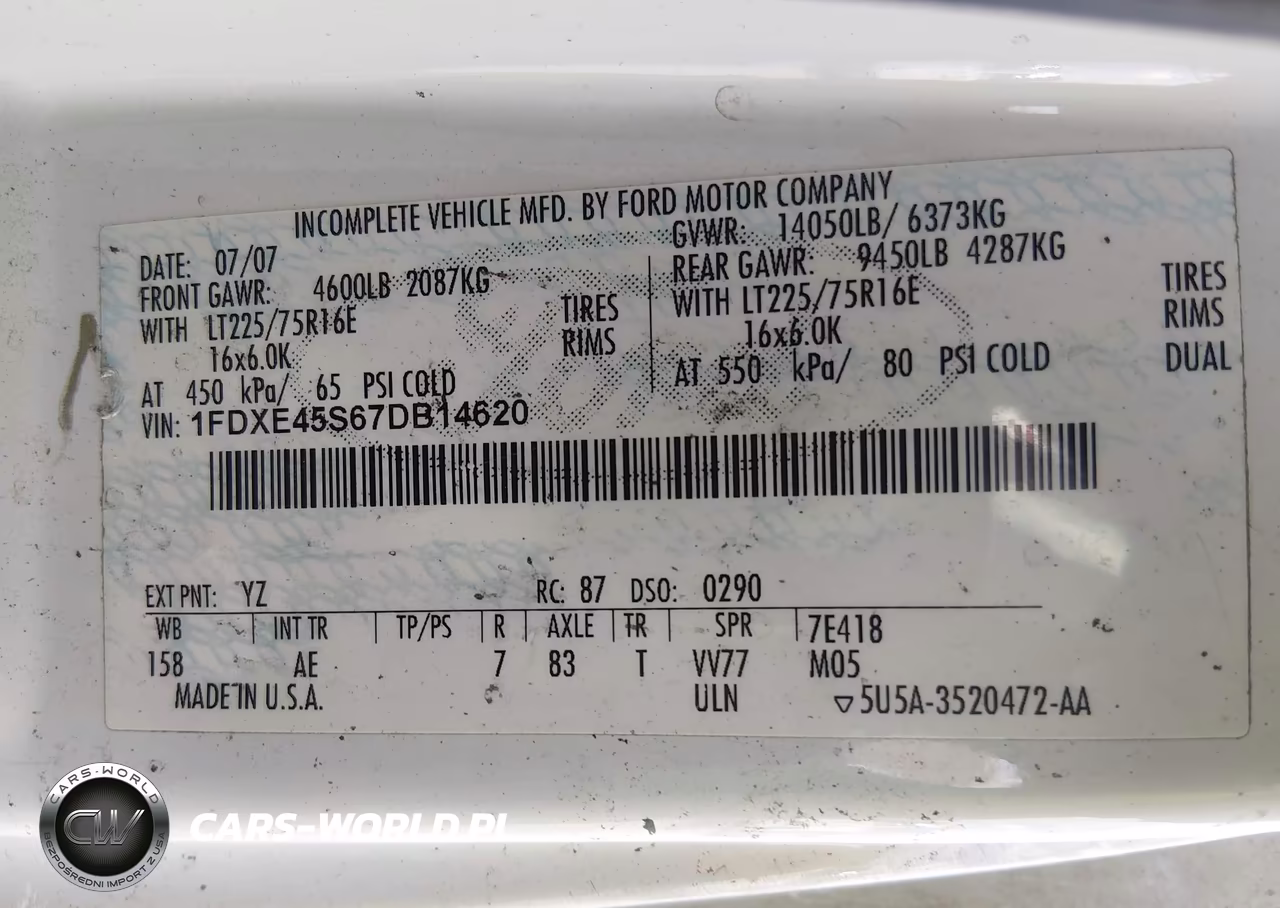 2007 Ford E-450 Cutaway VIN:1FDXE45S67DB14620 - 9
