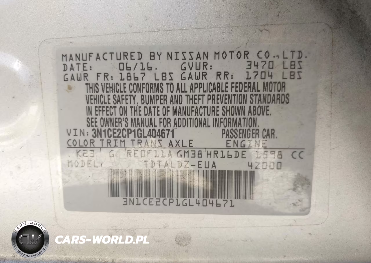 2016 Nissan Versa Note S (Sr)-S Plus-Sl-Sr-Sv VIN:3N1CE2CP1GL404671 - 9