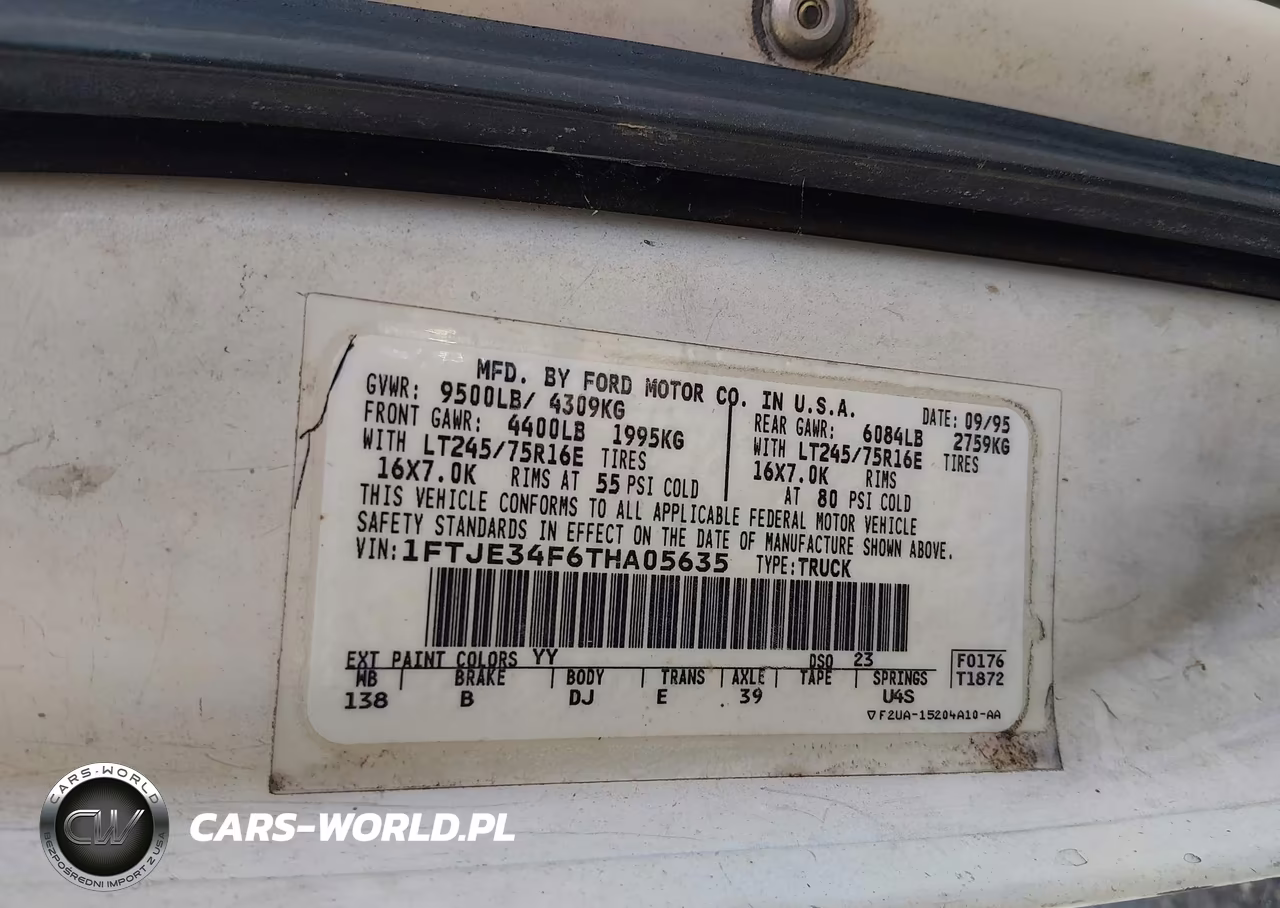 1996 Ford Econoline E350 Van VIN:1FTJE34F6THA05635 - 9