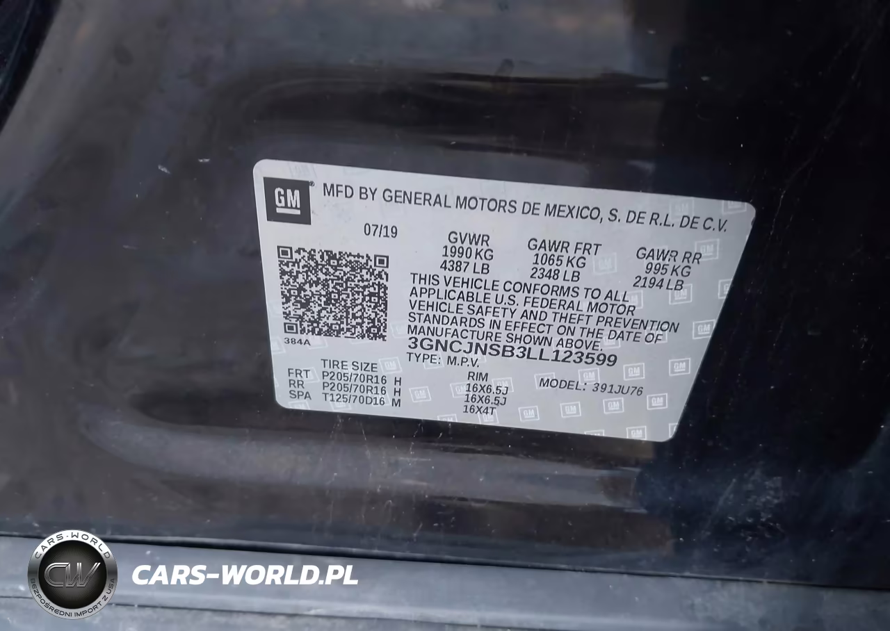 2020 Chevrolet Trax Awd Ls VIN:3GNCJNSB3LL123599 - 9