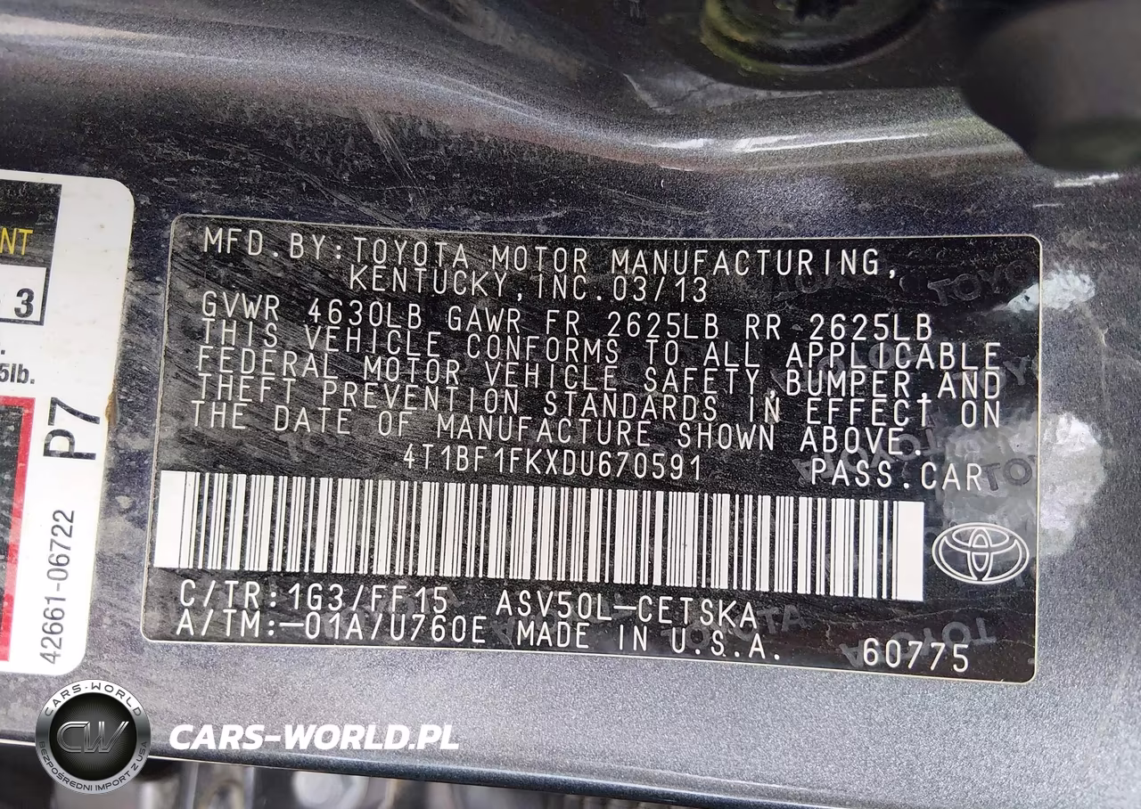 2013 Toyota Camry Se VIN:4T1BF1FKXDU670591 - 9