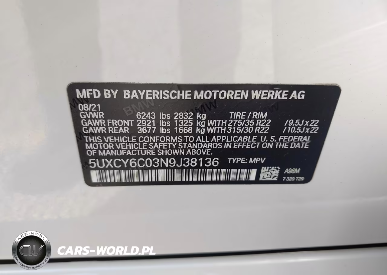 2022 BMW X6 xDrive40I VIN:5UXCY6C03N9J38136 - 9