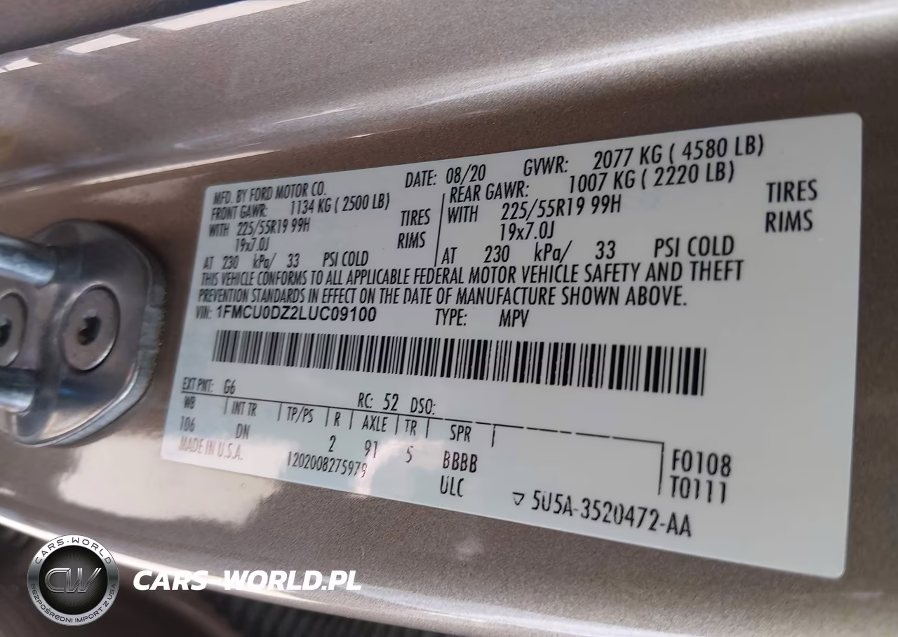 2020 Ford Escape Titanium Hybrid VIN:1FMCU0DZ2LUC09100 - 9