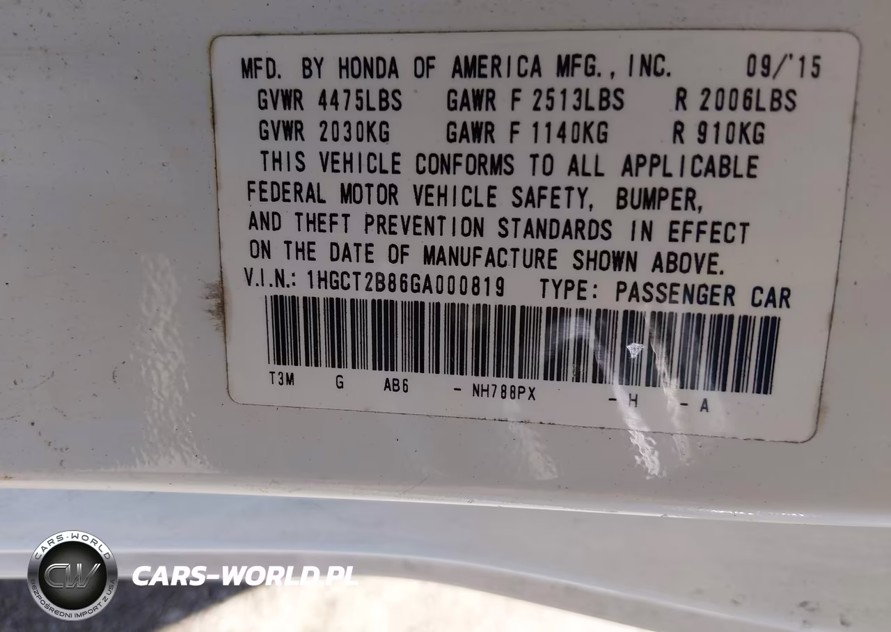 2016 Honda Accord Ex-L V-6 VIN:1HGCT2B86GA000819 - 9
