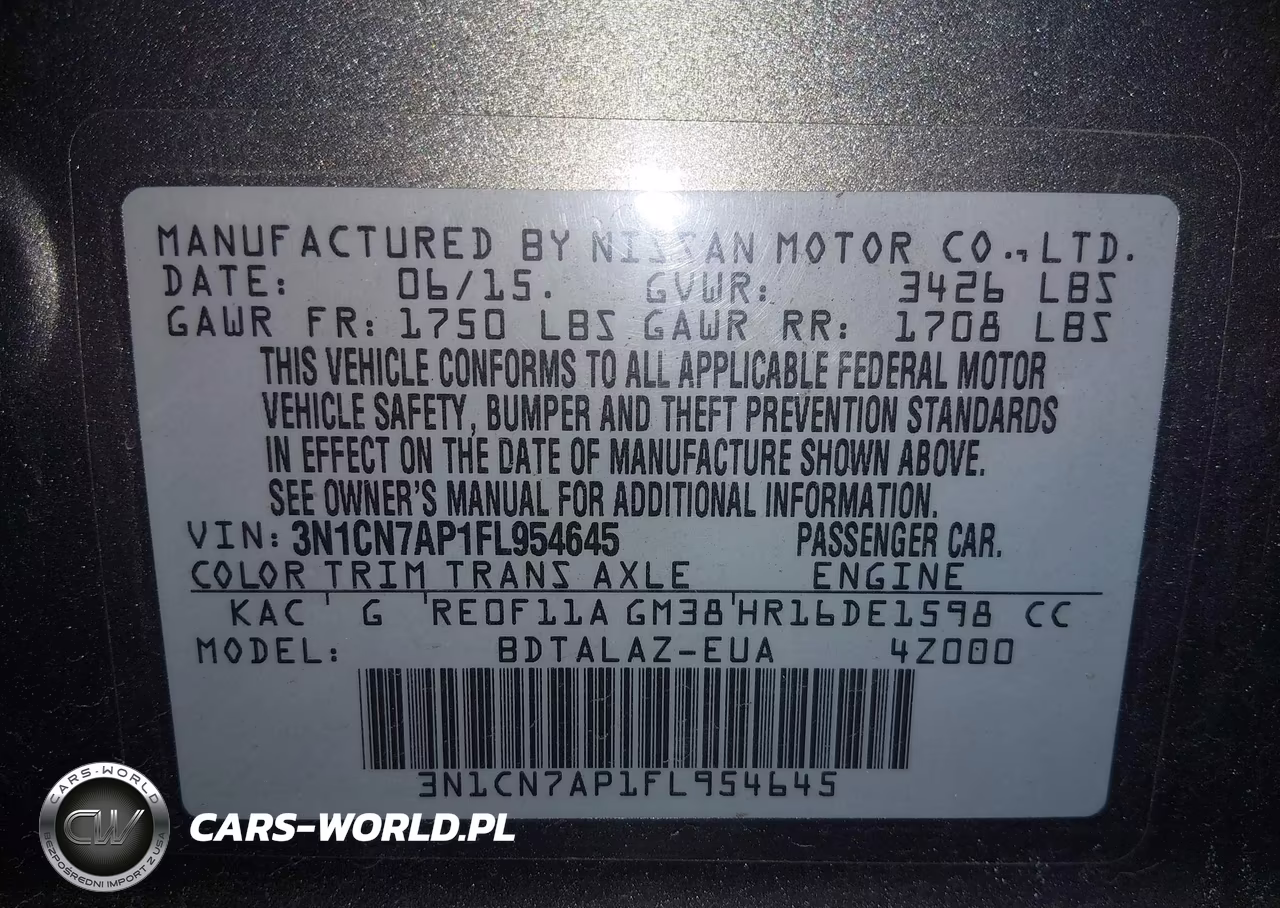 2015 Nissan Versa 1.6 S+ VIN:3N1CN7AP1FL954645 - 9