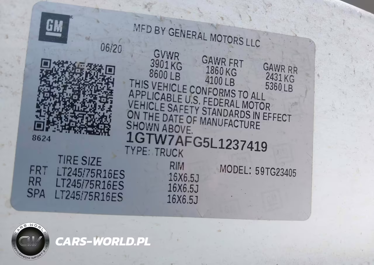 2020 GMC Savana Cargo Rwd 2500 Regular Wheelbase Work Van VIN:1GTW7AFG5L1237419 - 8