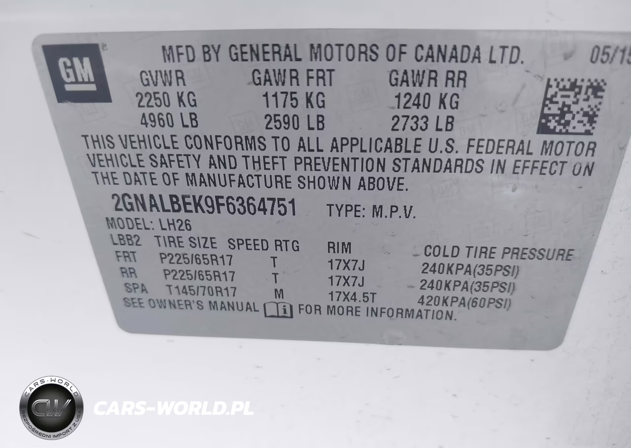 2015 Chevrolet Equinox Lt VIN:2GNALBEK9F6364751 - 9