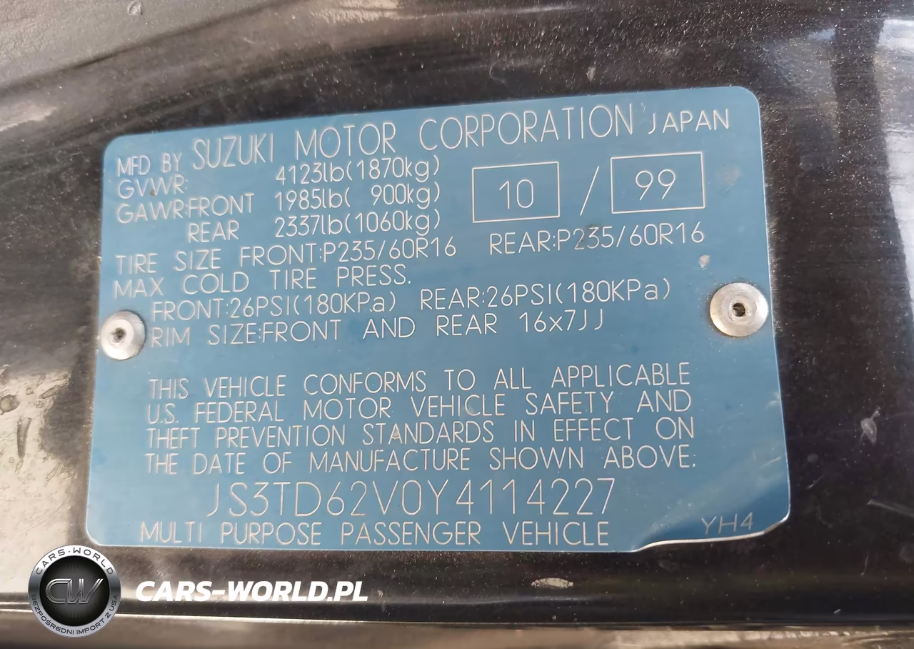 2000 Suzuki Grand Vitara Jlx-Jlx+-Limited VIN:JS3TD62V0Y4114227 - 9