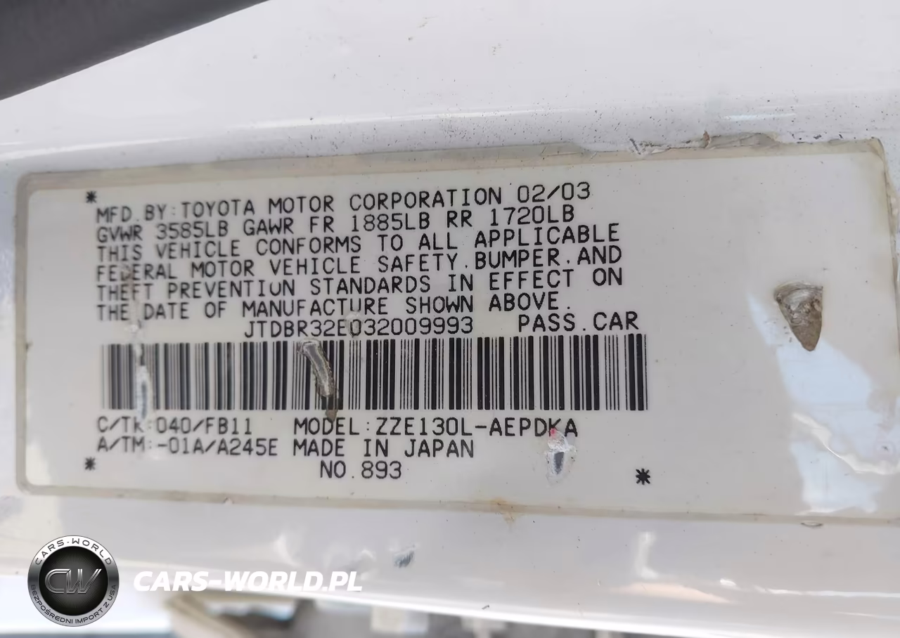 2003 Toyota Corolla Ce VIN:JTDBR32E032009993 - 9