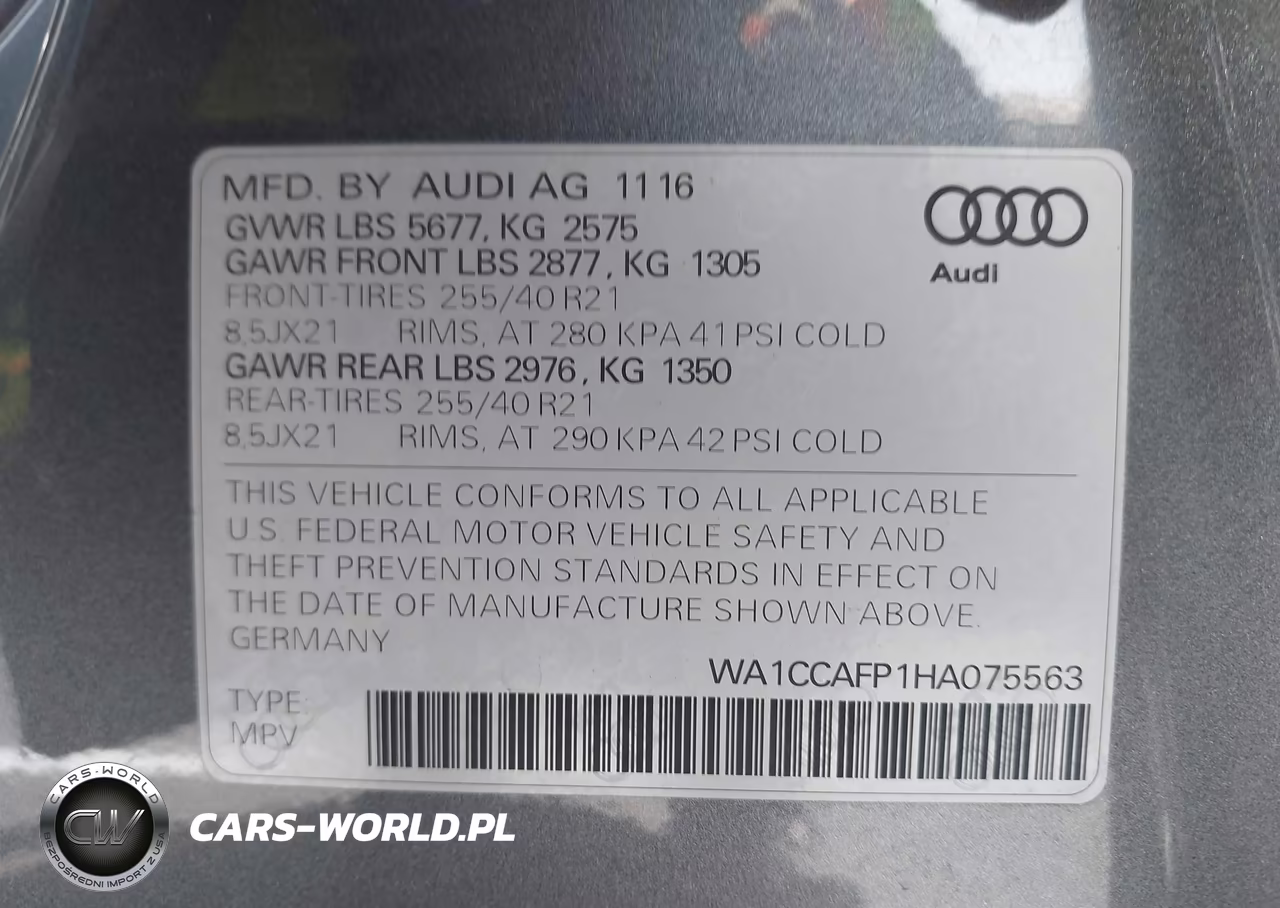 2017 Audi Sq5 3.0T Premium Plus VIN:WA1CCAFP1HA075563 - 9