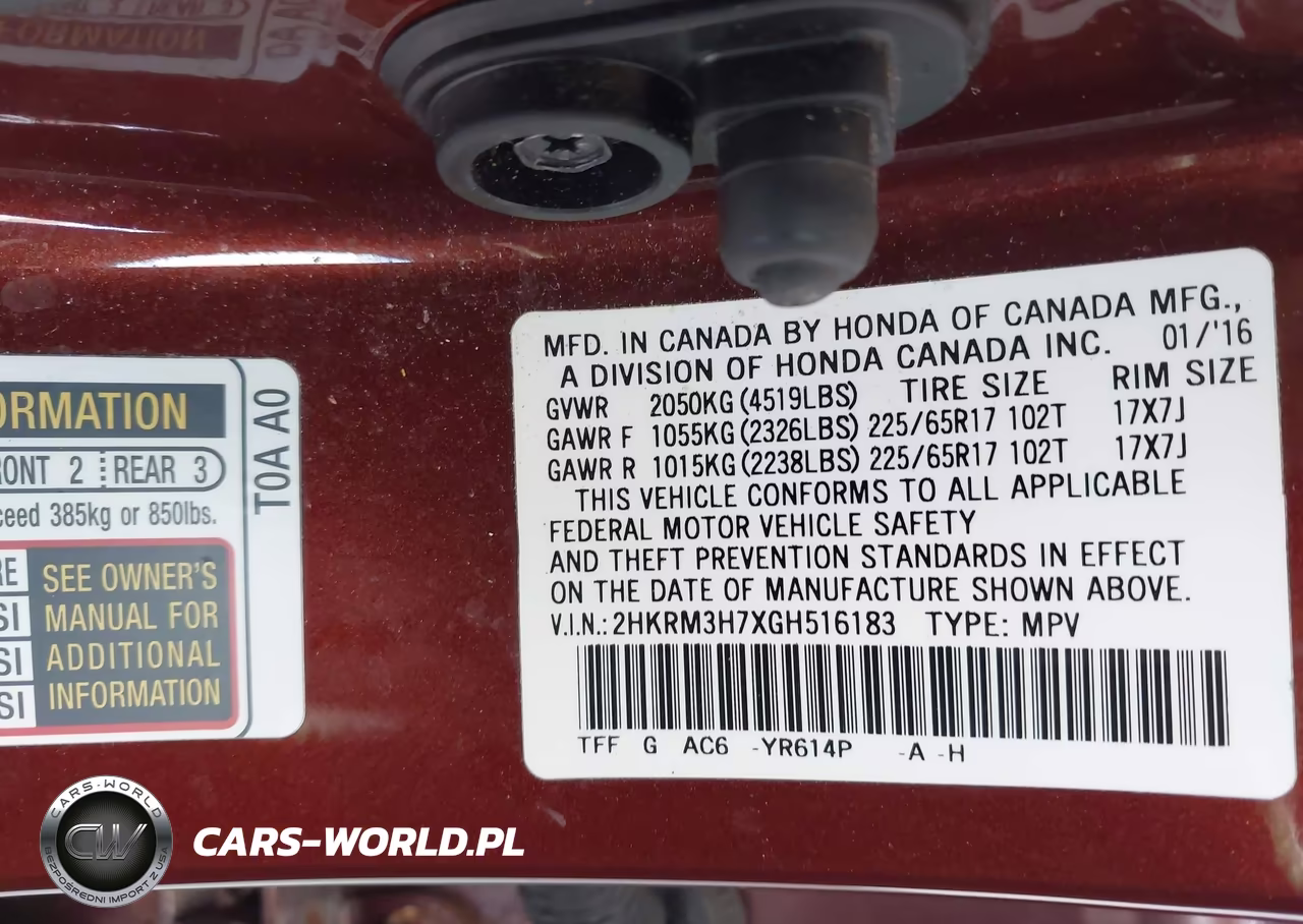 2016 Honda Cr-V Ex-L VIN:2HKRM3H7XGH516183 - 9