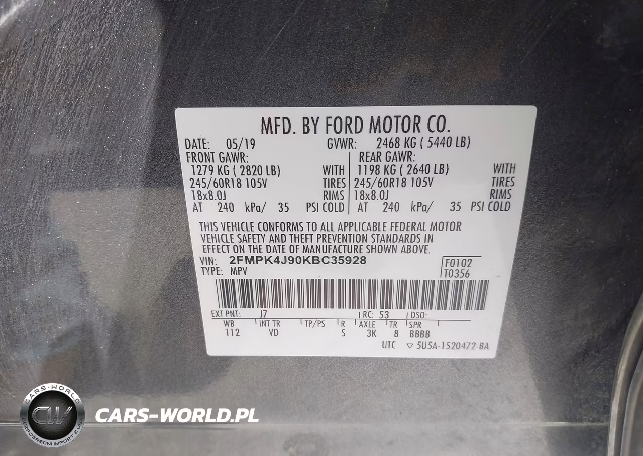 2019 Ford Edge Sel VIN:2FMPK4J90KBC35928 - 9