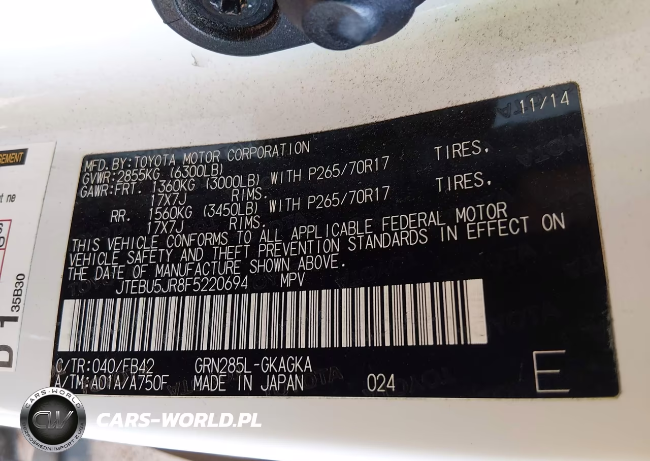 2015 Toyota 4Runner Sr5 VIN:JTEBU5JR8F5220694 - 9