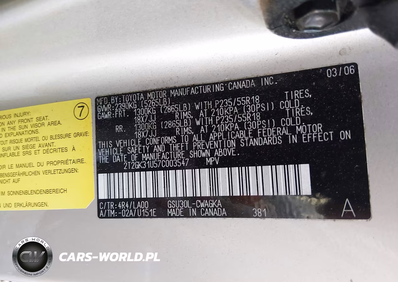 2007 Lexus Rx 350 VIN:2T2GK31U57C003547 - 9