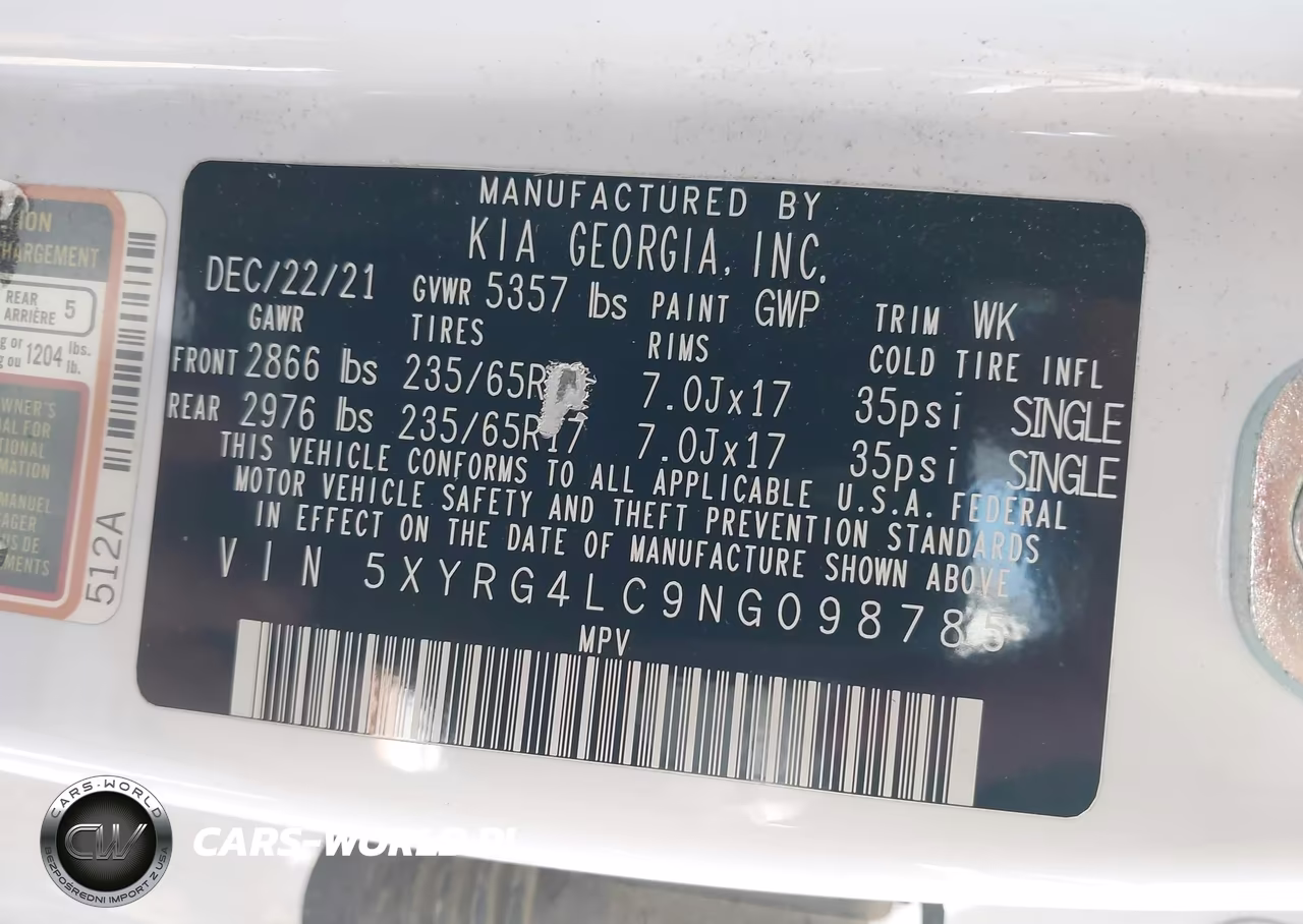 2022 Kia Sorento Lx VIN:5XYRG4LC9NG098785 - 9
