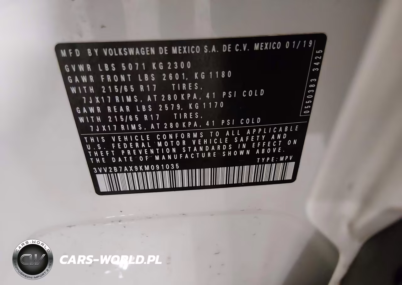 2019 Volkswagen Tiguan 2.0T Se-2.0T Sel-2.0T Sel R-Line-2.0T Sel R-Line Black VIN:3VV2B7AX9KM091035 - 9