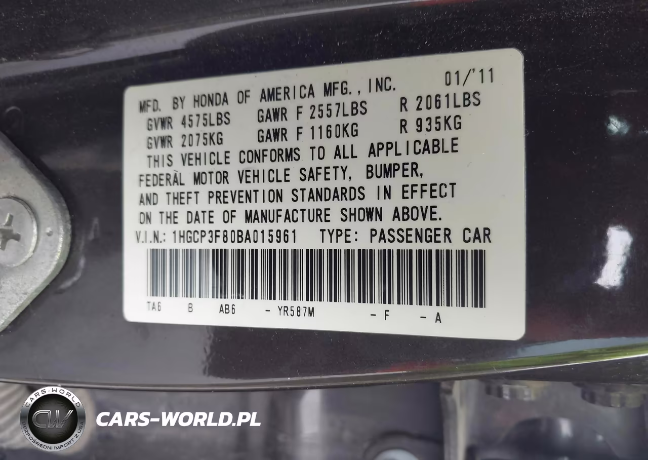 2011 Honda Accord 3.5 Ex-L VIN:1HGCP3F80BA015961 - 9
