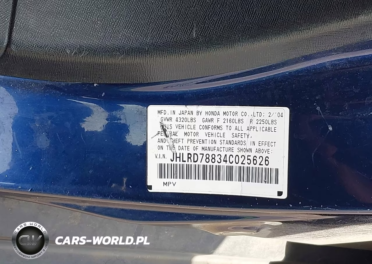 2004 Honda Cr-V Ex VIN:JHLRD78834C025626 - 9