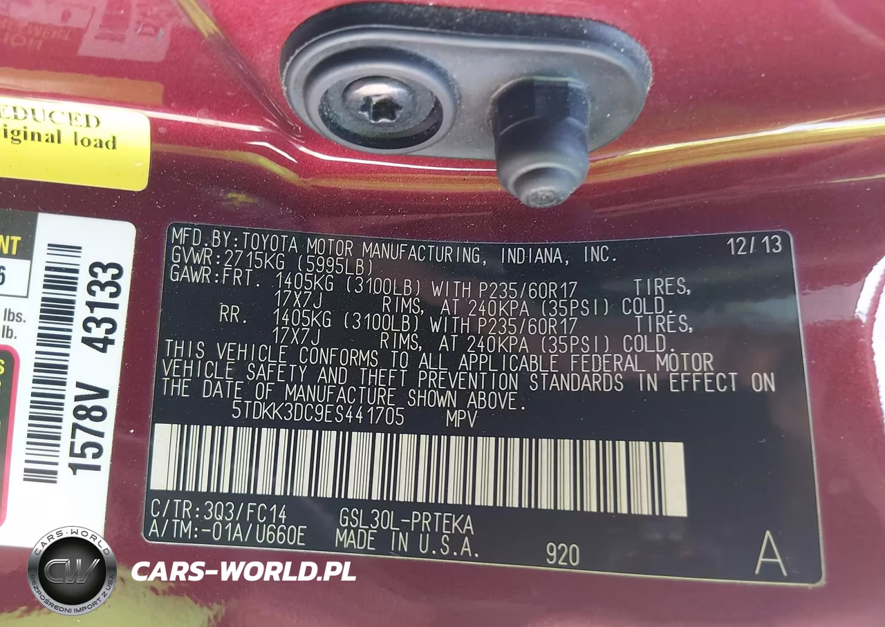 2014 Toyota Sienna Le V6 8 Passenger VIN:5TDKK3DC9ES441705 - 9