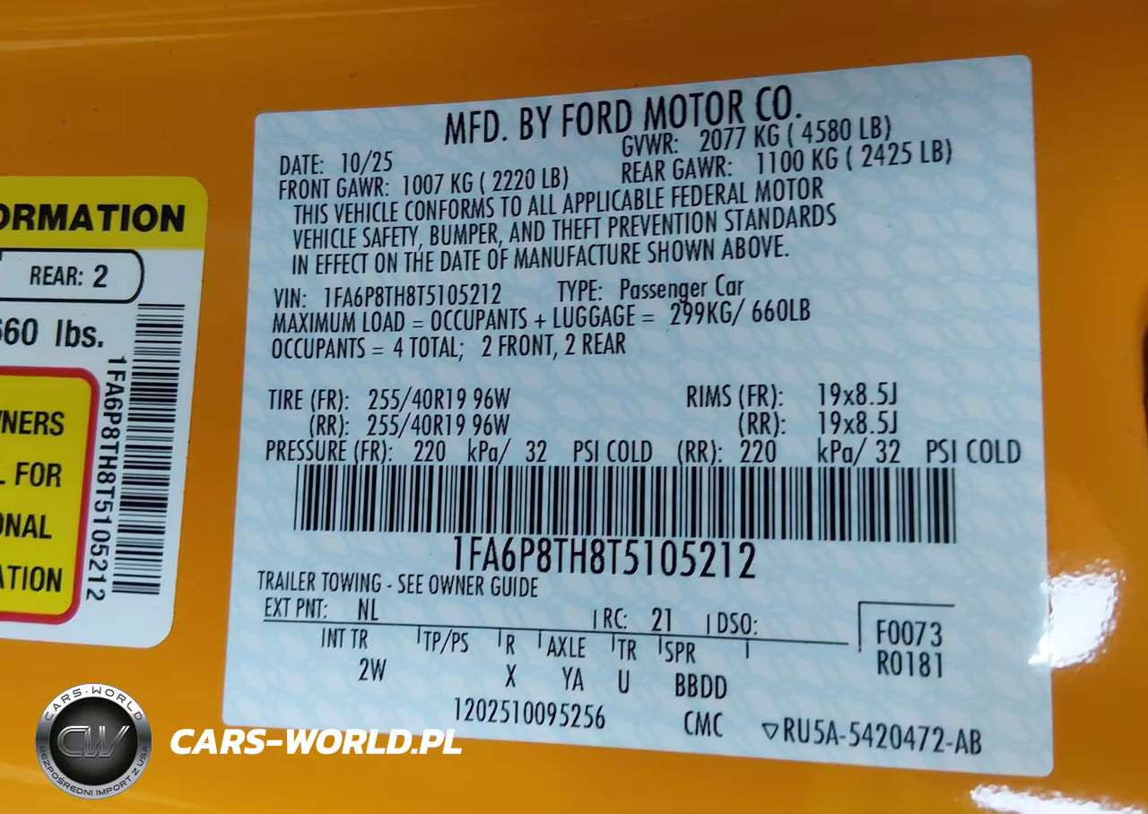 2026 Ford Mustang Ecoboost Fastback VIN:1FA6P8TH8T5105212 - 9