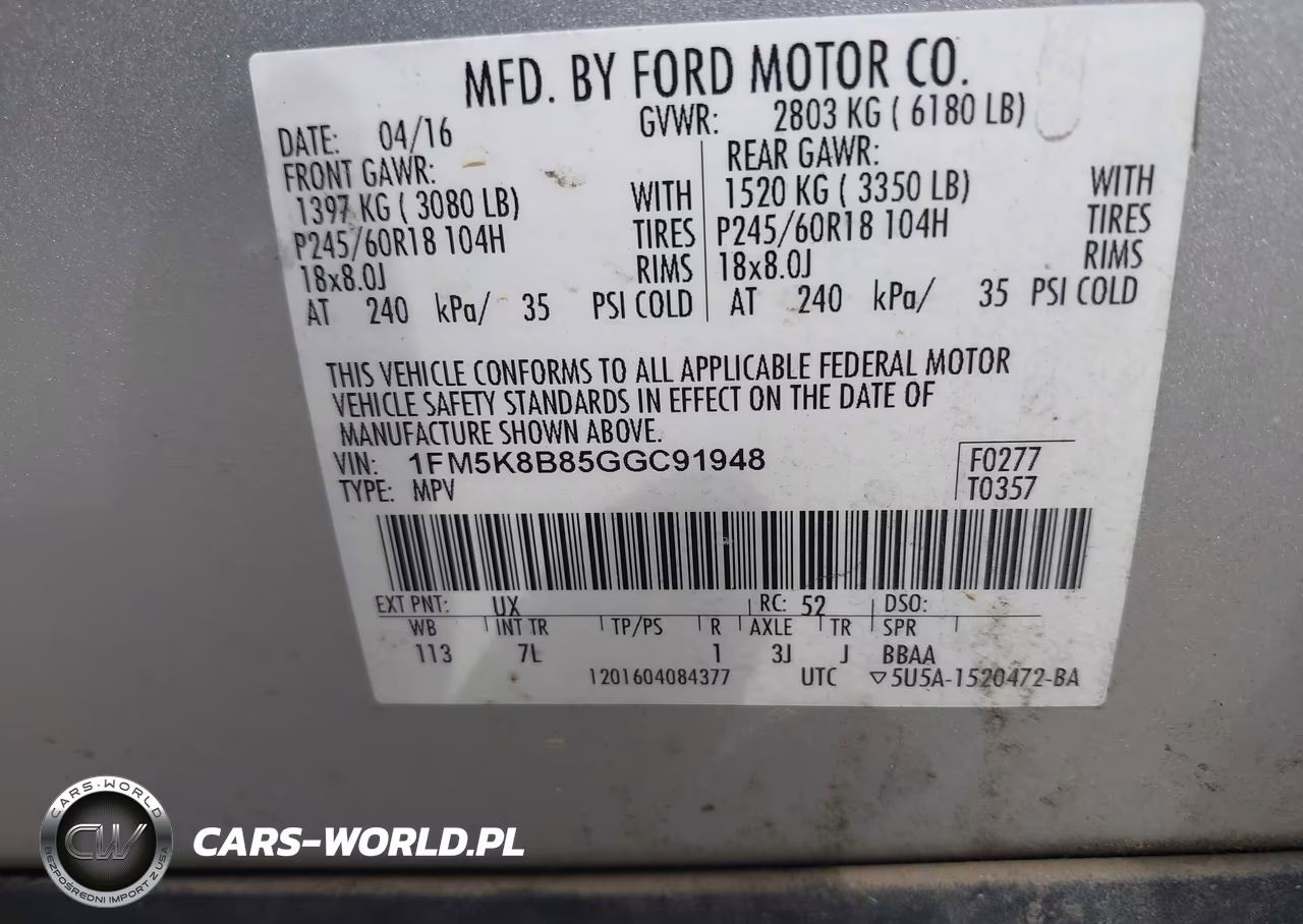 2016 Ford Explorer VIN:1FM5K8B85GGC91948 - 9