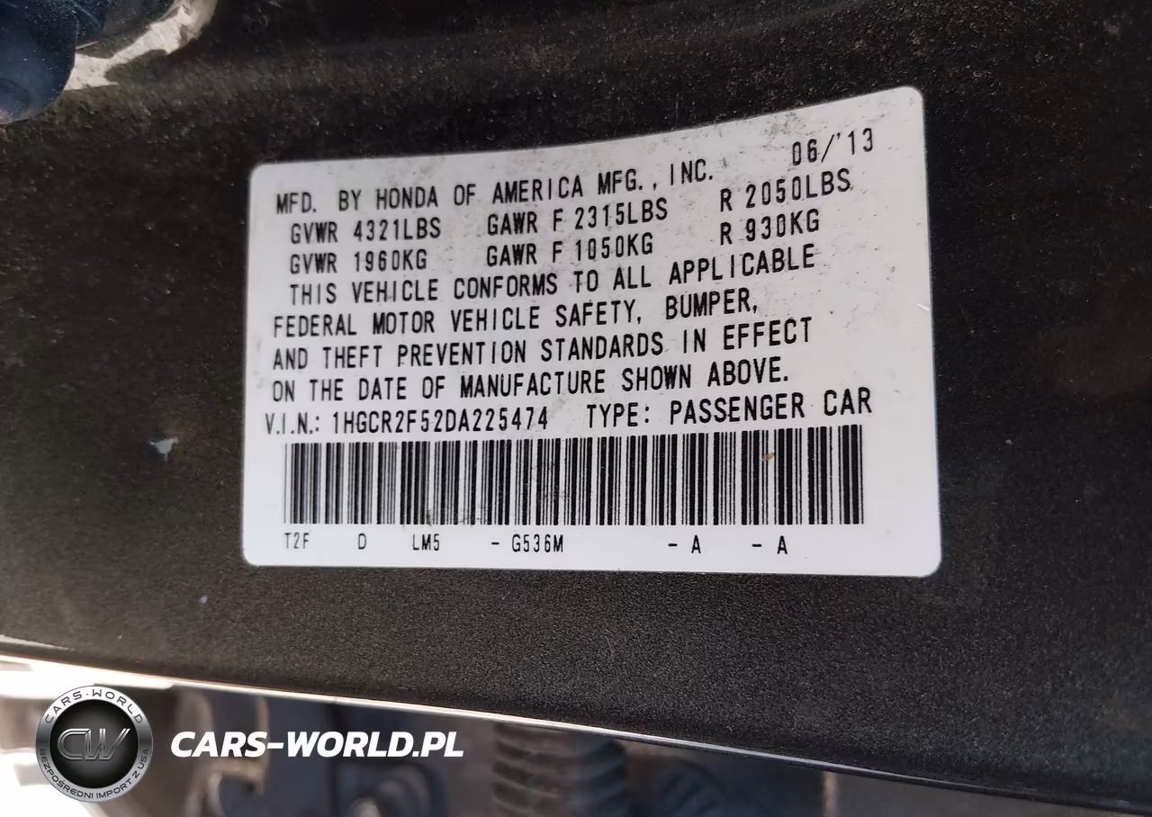 2013 Honda Accord Sport VIN:1HGCR2F52DA225474 - 9