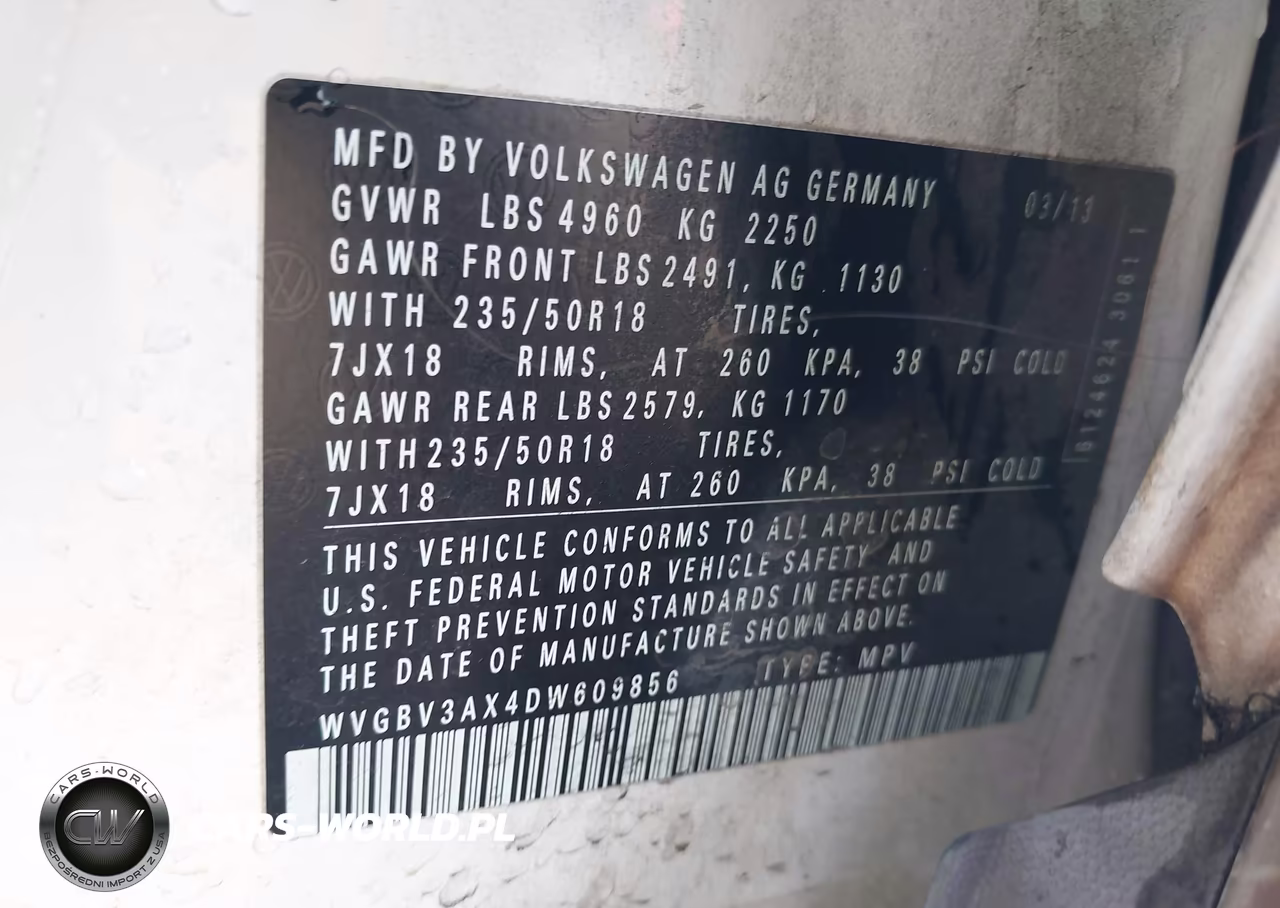 2013 Volkswagen Tiguan Se VIN:WVGBV3AX4DW609856 - 9