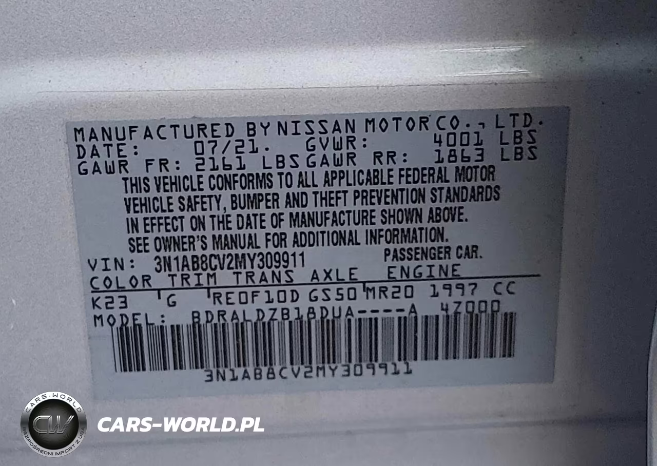2021 Nissan Sentra Sv Xtronic Cvt VIN:3N1AB8CV2MY309911 - 9