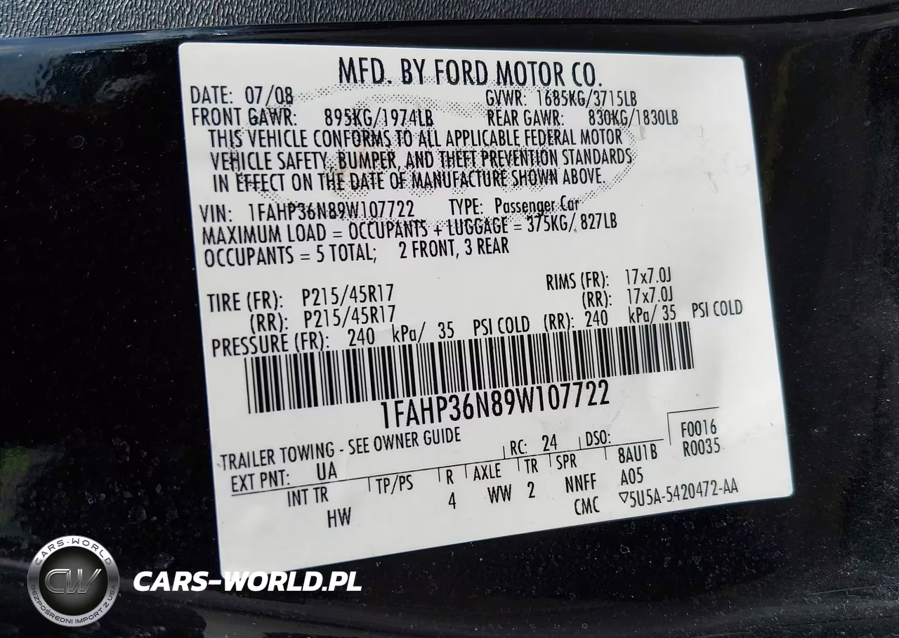 2009 Ford Focus Ses VIN:1FAHP36N89W107722 - 9
