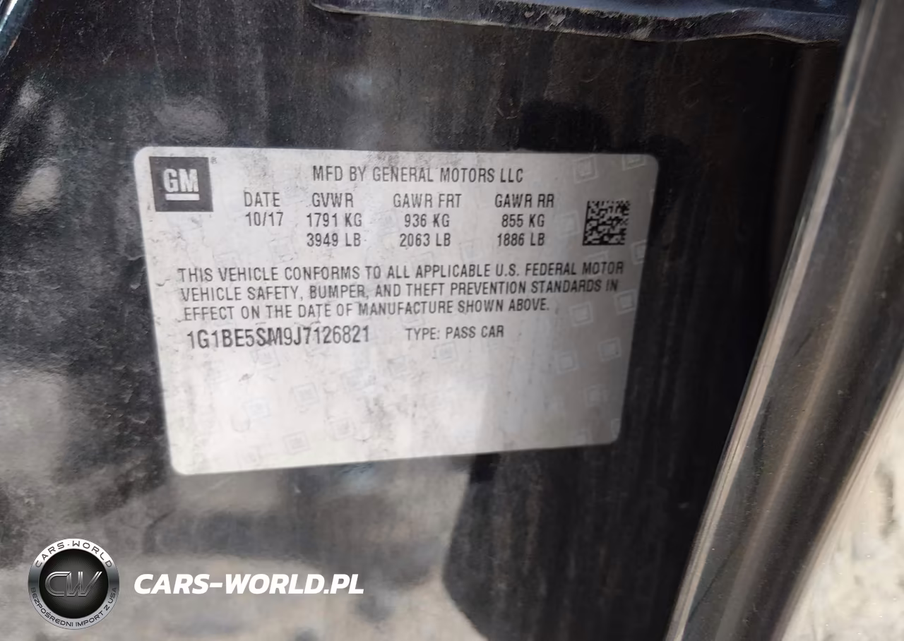 2018 Chevrolet Cruze Lt Auto VIN:1G1BE5SM9J7126821 - 9