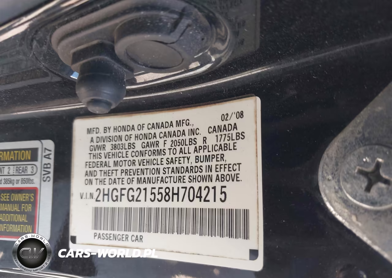 2008 Honda Civic Si VIN:2HGFG21558H704215 - 9