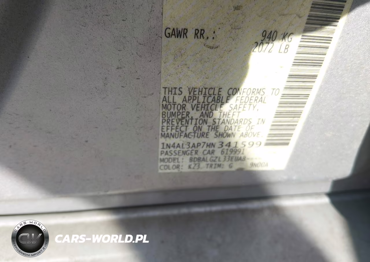 2017 Nissan Altima 2.5 S VIN:1N4AL3AP7HN341599 - 9