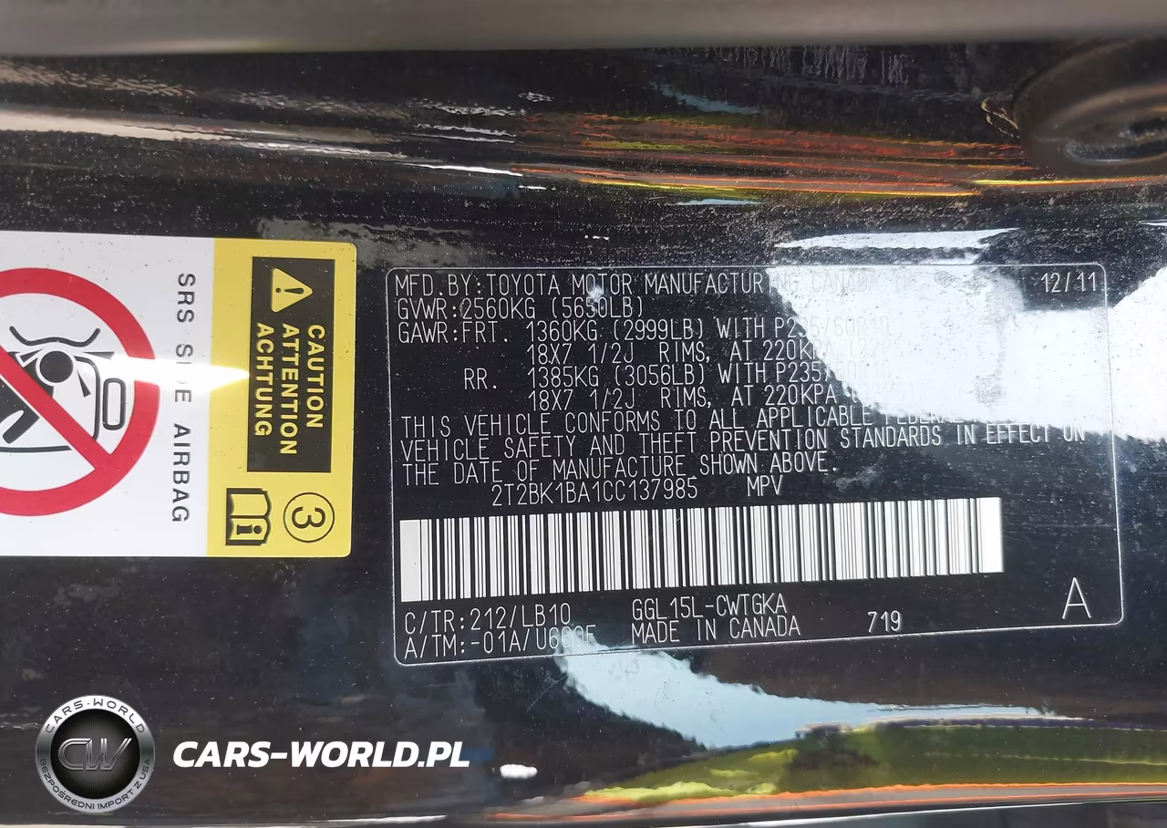 2012 Lexus Rx 350 VIN:2T2BK1BA1CC137985 - 9