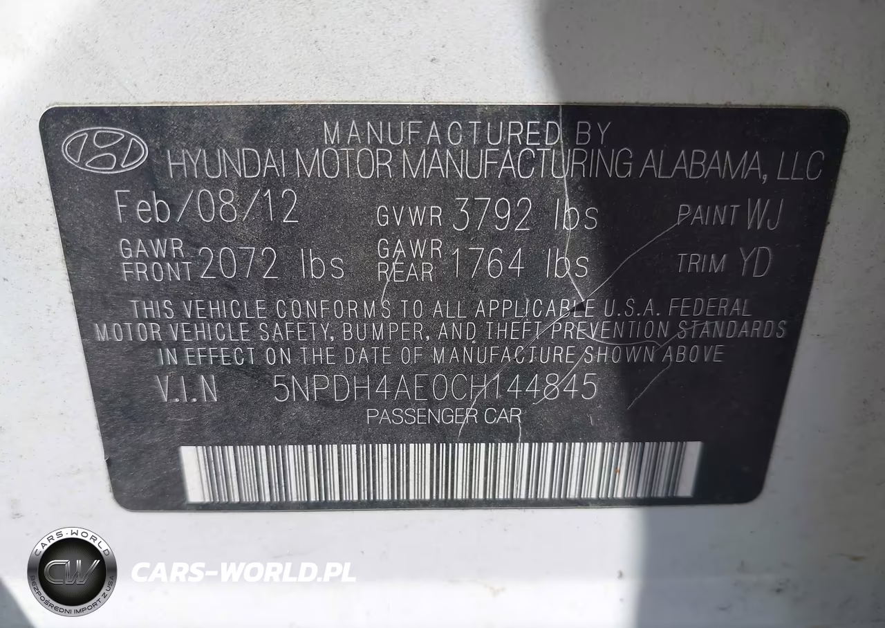 2012 Hyundai Elantra Limited VIN:5NPDH4AE0CH144845 - 9