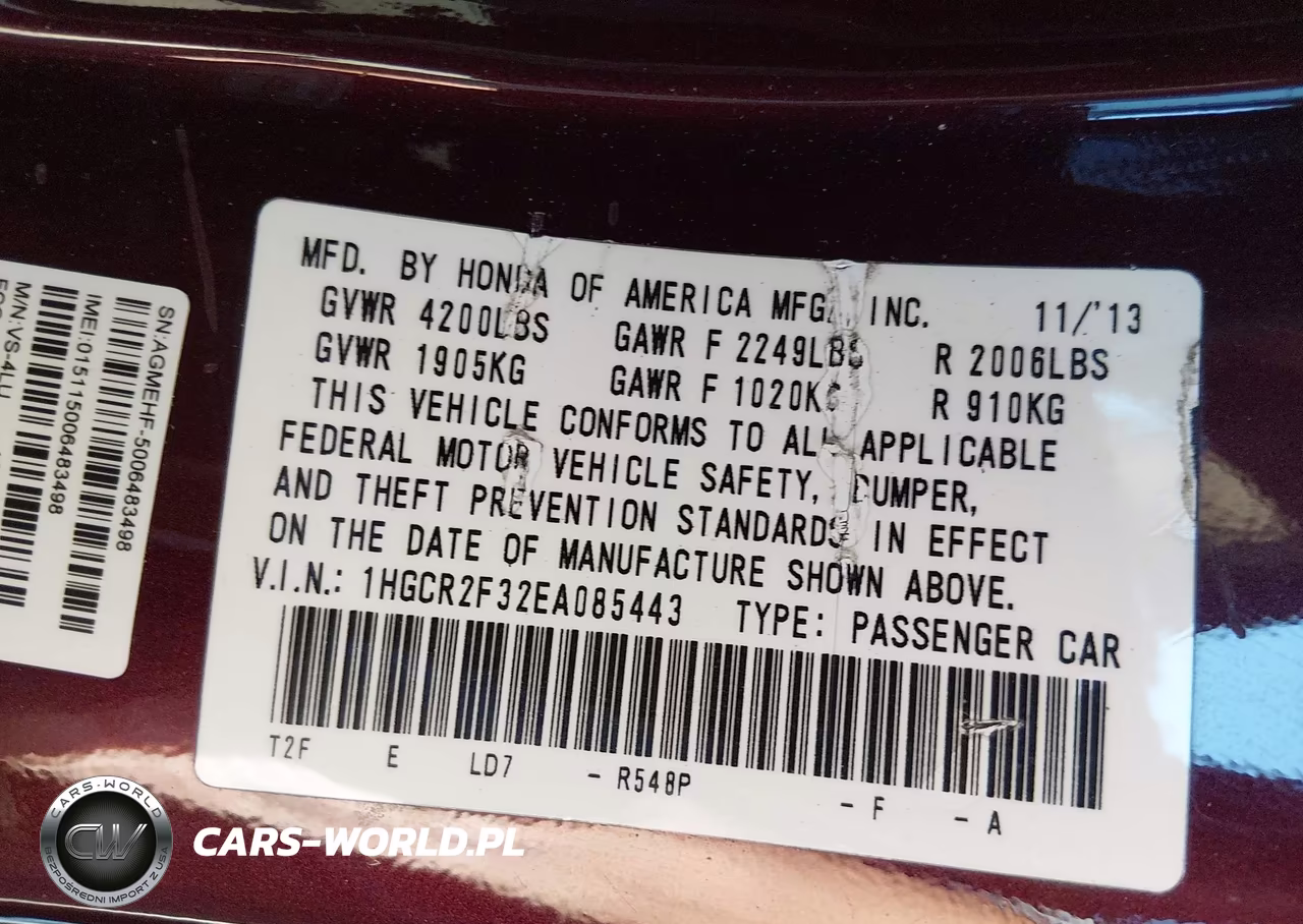 2014 Honda Accord Lx VIN:1HGCR2F32EA085443 - 9